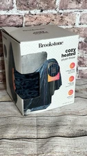 Brookstone Cozy Heated Plush Throw Blanket Ribbed Navy Blue 50"x 60" Open Box
