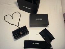 RARE CHANEL MINI FLAP BLACK LAMBSKIN CGHW FULL SET