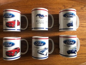 FORD MUSTANG Coffee Mug LOT. 6 Mugs. 2 Duplicate.