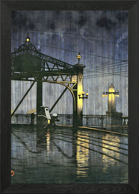 Ukiyo e Shinohashi Brücke gerahmtes Wandbild Poster Leinwanddruck Bild