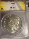 1886 Morgan Silver Dollar MS 62 - ANACS Graded - Great 👀 ng Coin