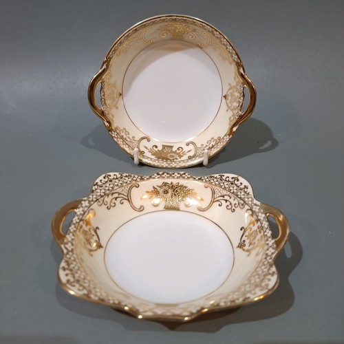 Noritake Porcelain Japan " Basket Of Flowers " 2 x Trinket Bowls - Picture 1 of 8