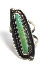 Navajo long turquoise sterling silver vintage Native American ring size 5.25