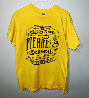 Stardew Valley Gildan Cotton Yellow Pelican Town Pierre Graphic Tee Size Large