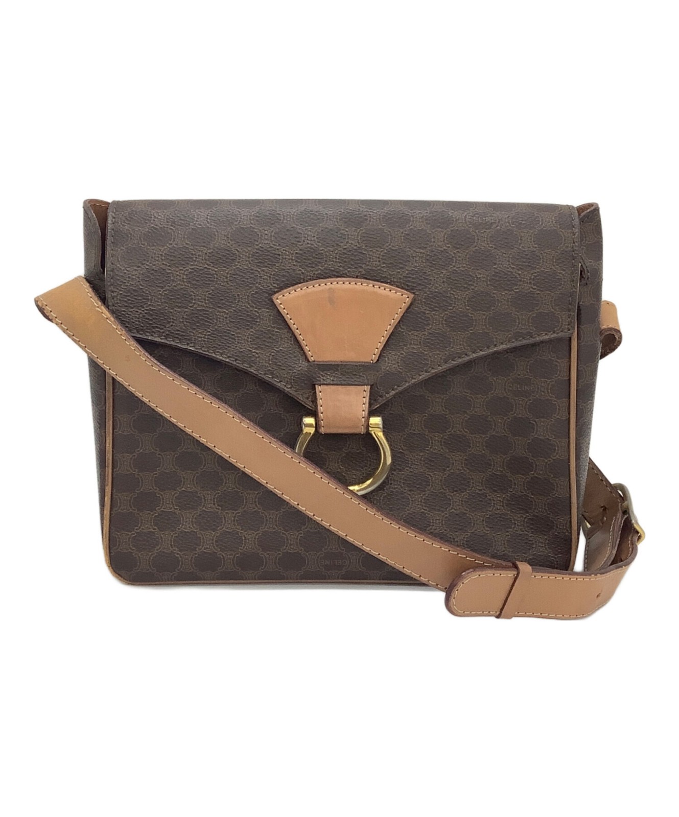 CELINE Macadam Auth Brown Leather Shoulder Bag From Japan