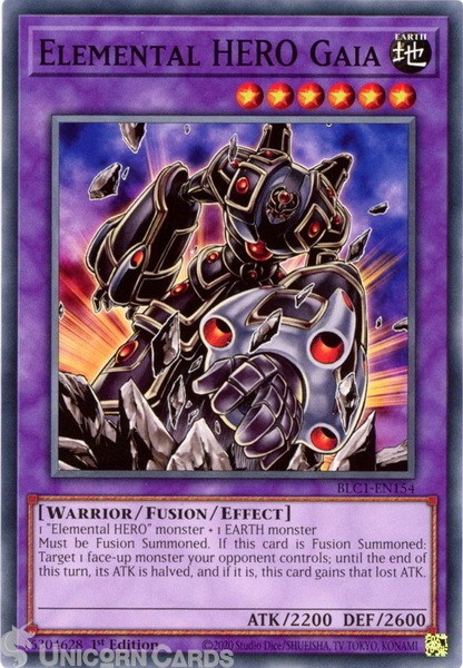 BLC1-EN154 Elemental HERO Gaia : Common 1st Edition YuGiOh Card