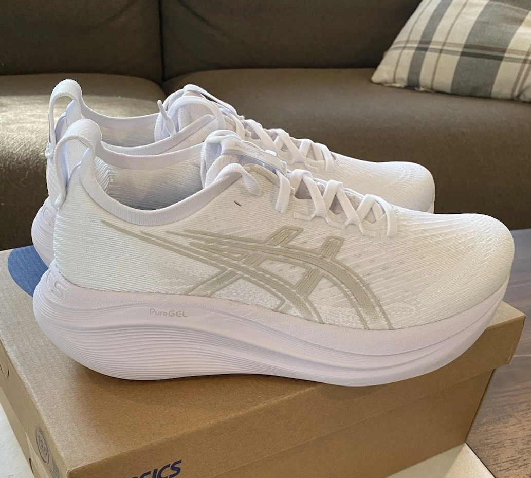 ASICS Gel Nimbus 27 White Glacier Grey W for sale | eBay