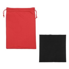 Ski Goggle Bag, Microfiber Bag with Cleaning Cloth 1 Pcs Red