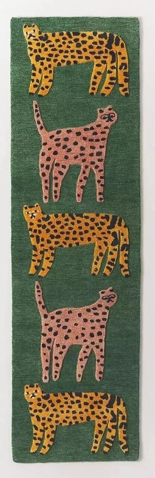 Off-Green Cat Motif Rug, 5x8 Handmade Wool Carpet | Living Room, Bedroom, Office - Image 2 of 2