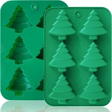 Christmas Tree Silicone Molds 2PCS 3D Xmas Soap Chocolate Candy Baking Tray