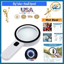 Magnifying Glass with 12 LED Lights, 3X Double Glass Lens for Seniors Read