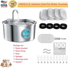Cat Water Fountain Stainless Steel 108oz/3.2L Automatic Pet Dog Water Fountain