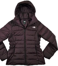 *HOT Women's THE NORTH FACE 550 GOOSE DOWN HOODED Zip QUILT PUFFER PURPLE Coat M