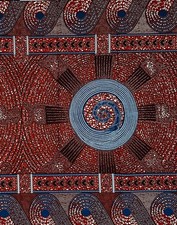 African Print Fabric/ Ankara - Brown, Blue 'Afia Nwotwe,' 1 YARD