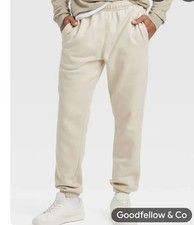 Goodfellow Men's Heavyweight Fleece Jogger Pants, Cream Color Pick Your Size