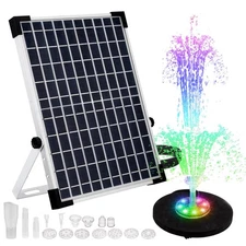 Solar Water Fountain Pump Kit, Outdoor Solar Powered with LED Lights, Battery...