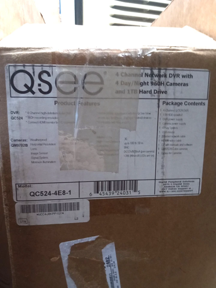 Grabadora DVR de seguridad Q-See de 1 TB QC524 -4E81 / 4X 9702B adaptador de cables para cámaras Foto 3 de 4