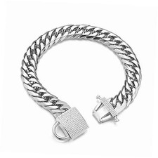 Heavy Double Cuban Link Chain Dog Collar Stainless Steel Silver Chain for Dog,