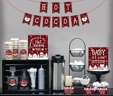 Hot Cocoa Bar Kit Supplies - Hot Cocoa Chocolate Banner Bar Sign Toppings Lab...
