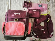 Ergobag Schulranzen Set 4tlg. Cubo GALAXY GLOW Edition -  reflektierende Sternen