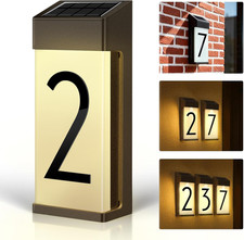 Solar Lighted House Numbers, Number 2, outside Address Sign, Precision Aluminum