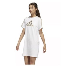 Women's adidas Leopard Metallic Badge of Sport Graphic T-Shirt Dress