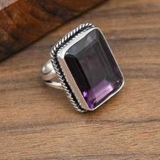 Amethyst Gemstone Handmade 925 Sterling Silver Jewelry Boho Ring Gift For Love