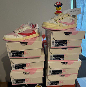 LOT OF 7 Travis Scott x Jordan 1 Low PS Shy/Tropical Pink IQ7605-100/IQ7605-101