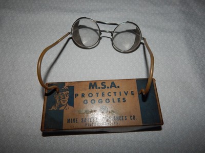Vintage M.S.A. Mine Safety Protective Goggles w/Box ~ Mine Safety Appliances Co.