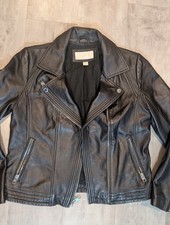 Michael Kors Black Leather Moto Jacket Quilte...