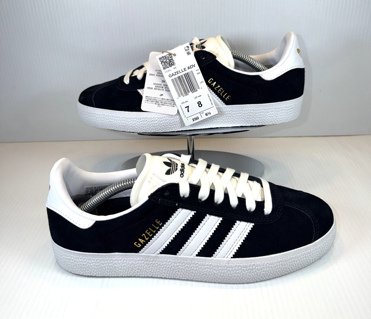 Adidas Gazelle ADV Casual Shoes Core Black White FX6563 Men's Sz 7