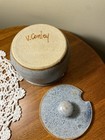 Handcrafted Pottery Salsa Jar Blue with Flowers Signed by Vicki Conley — photo 4