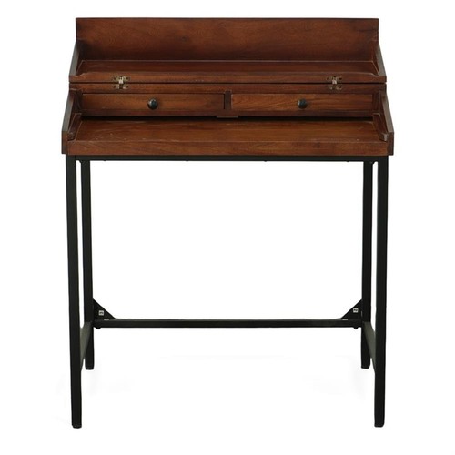 Carolina Classics Raleigh Rustic Top RTA Writing Desk in Chestnut/Black ...