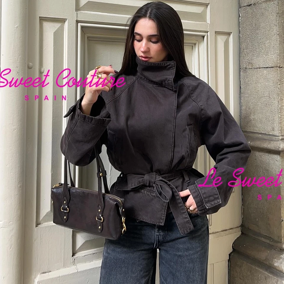 ZARA WOMAN NWT FW25 BELTED COTTON JACKET BROWN 8727/272/700