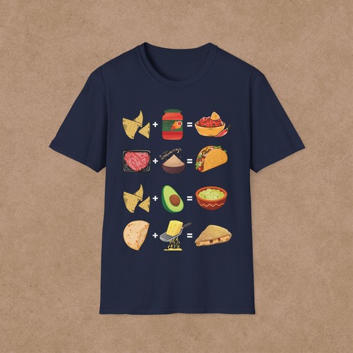 Taco Recipe Novelty Food Graphic T-Shirt, Gender Neutral Foodie Taco Tuesday Tee - Picture 15 of 17