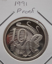 1991 AUSTRALIA 10c TEN CENT LYREBIRD PROOF COIN in 2x2 🇦🇺