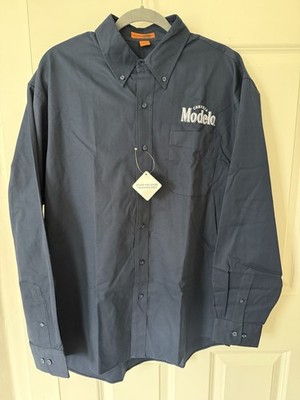 Modelo Navy Long Sleeve Button Down Dickies Style Work Shirt - Brand New W/Tags