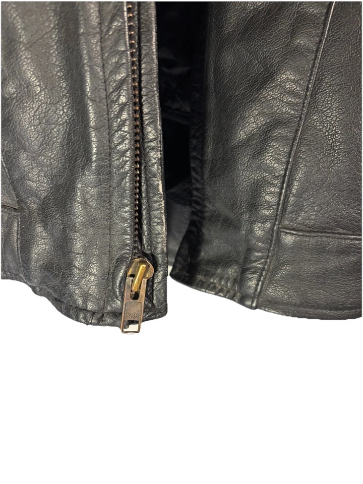 Chaqueta de motociclista Xelement de cuero negra con cremallera XL forrada Foto 3 de 4