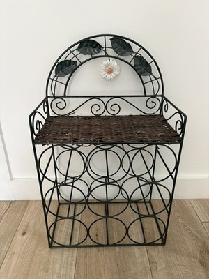 Vintage Metall Draht Korb Regal Weinregal Gänseblümchen Blume Motiv 9 Flaschen Weinregal