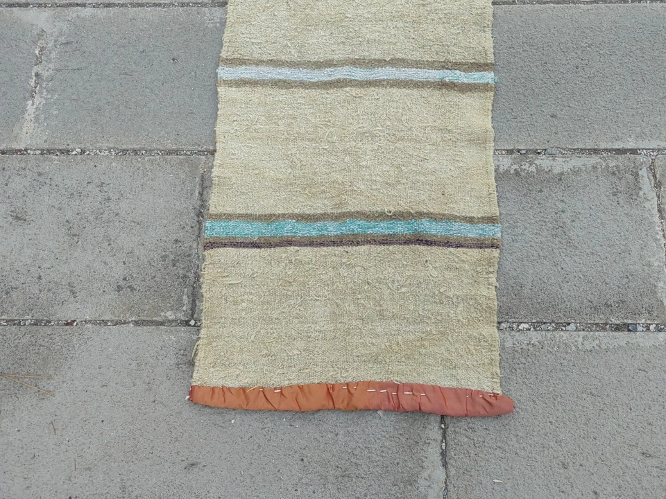 Vintage Moroccan Shag Runner 2x8 ft | Tribal Cream Wool Hallway Rug - Image 3 of 4