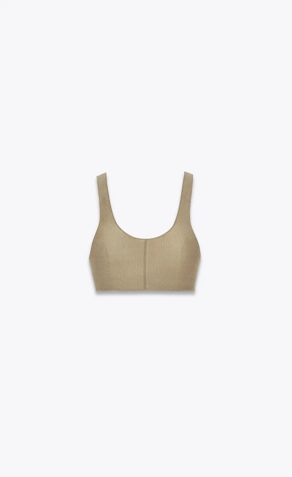 Regata SAINT LAURENT NOVA com nervuras cropped Bralette 100% seda tamanho médio $1290 - Imagem 2 de 4