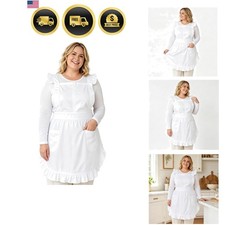 Retro Style Cotton Kitchen Apron for Women - Adjustable Cross Back Ties, 2 Po...