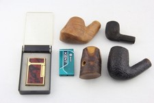 Konvolut 4 edle Pfeifen Tabakpfeifen Pipe  beraucht + 2 Vintage Feuerzeuge Kent