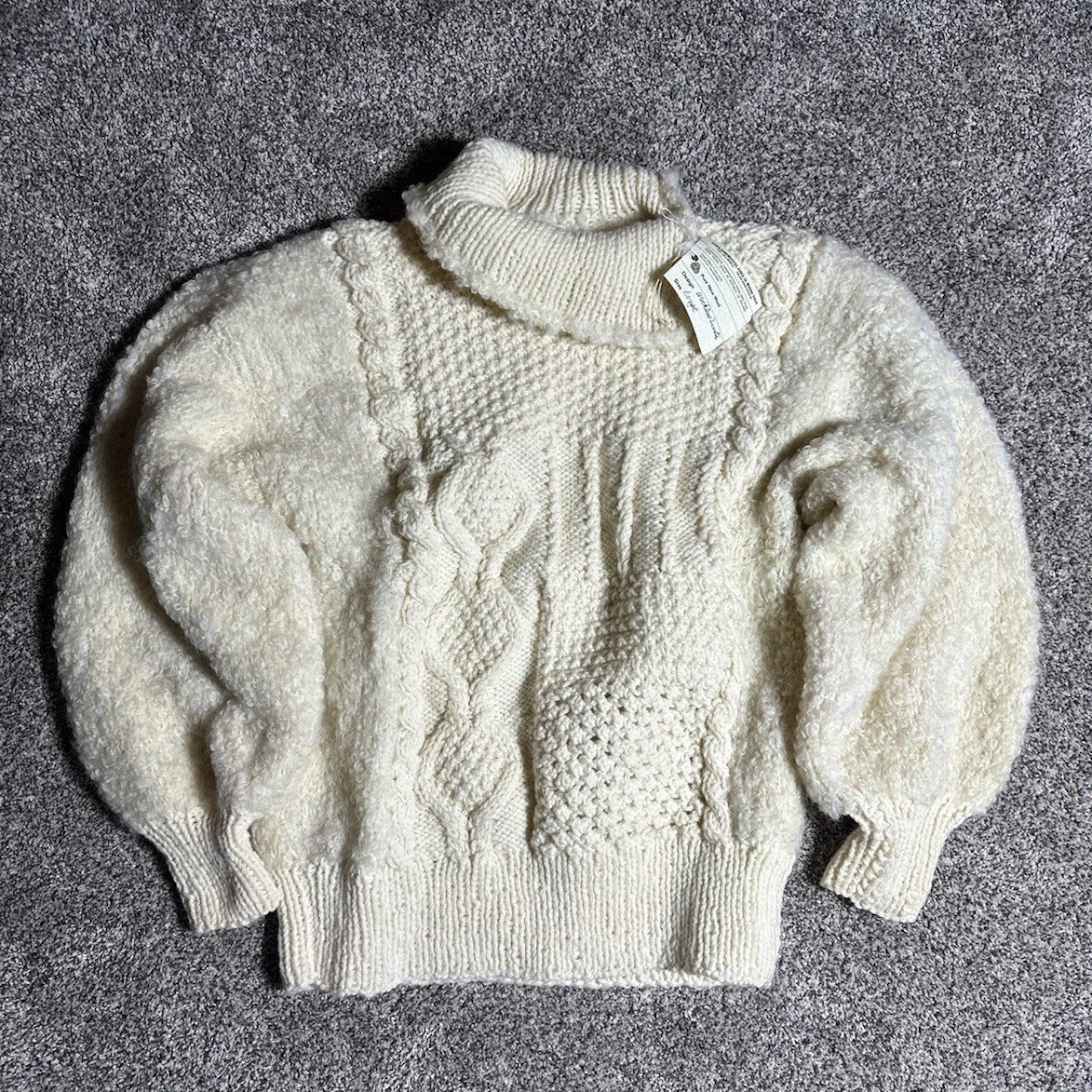 Vintage 80s - Avoca Handweavers - Irish Knit Textured Wool Sweater Size L NWT