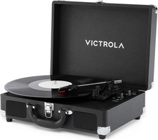Journey II - Bluetooth Suitcase Record Player - Black Built-In Stereo Speakers