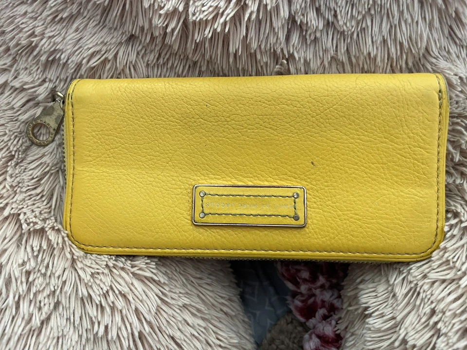 Cartera Monedero Marc Jacobs Collection The Flex de Cuero Amarillo Media Cremallera Delgada Foto 3 de 4
