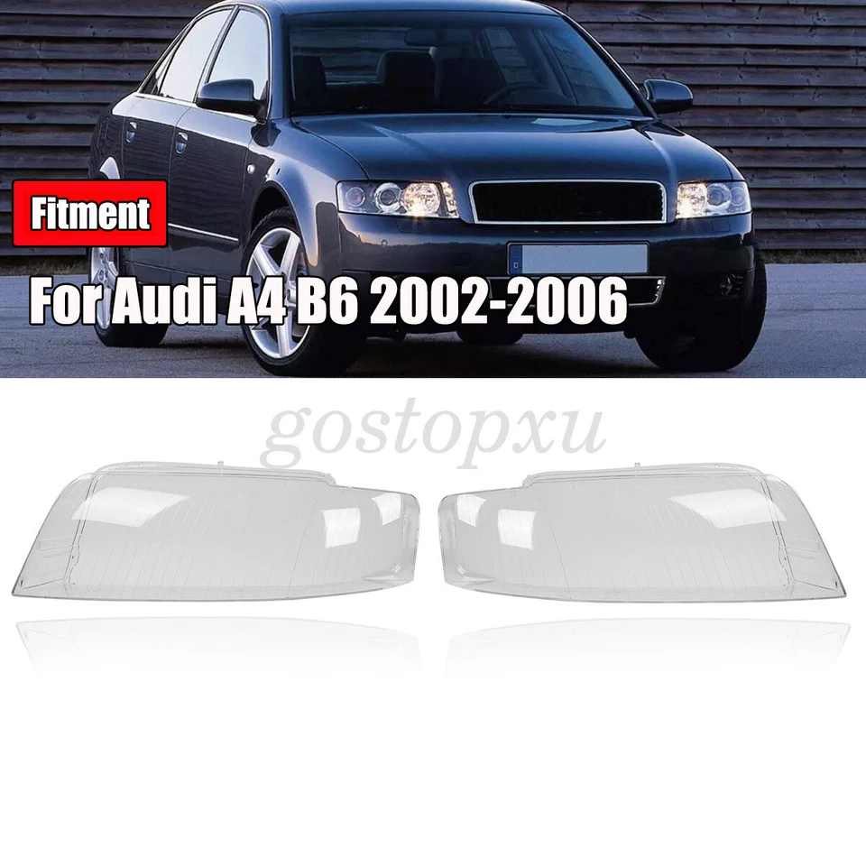 Par de faros tapa de lente transparente izquierda+derecha para Audi A4 B6 2002-2005 Foto 2 de 4