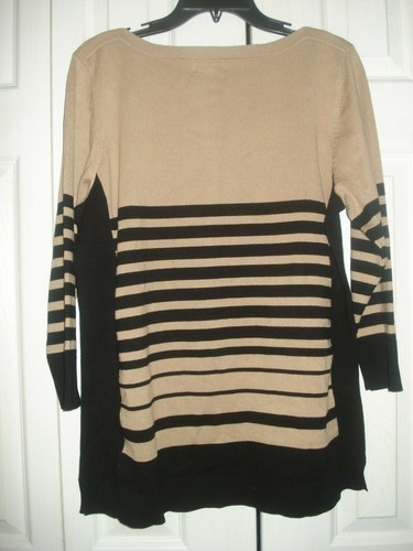 Ladies Sweater Coffee Striped Boat Neck Size 2X Laura Scott - Picture 2 of 2