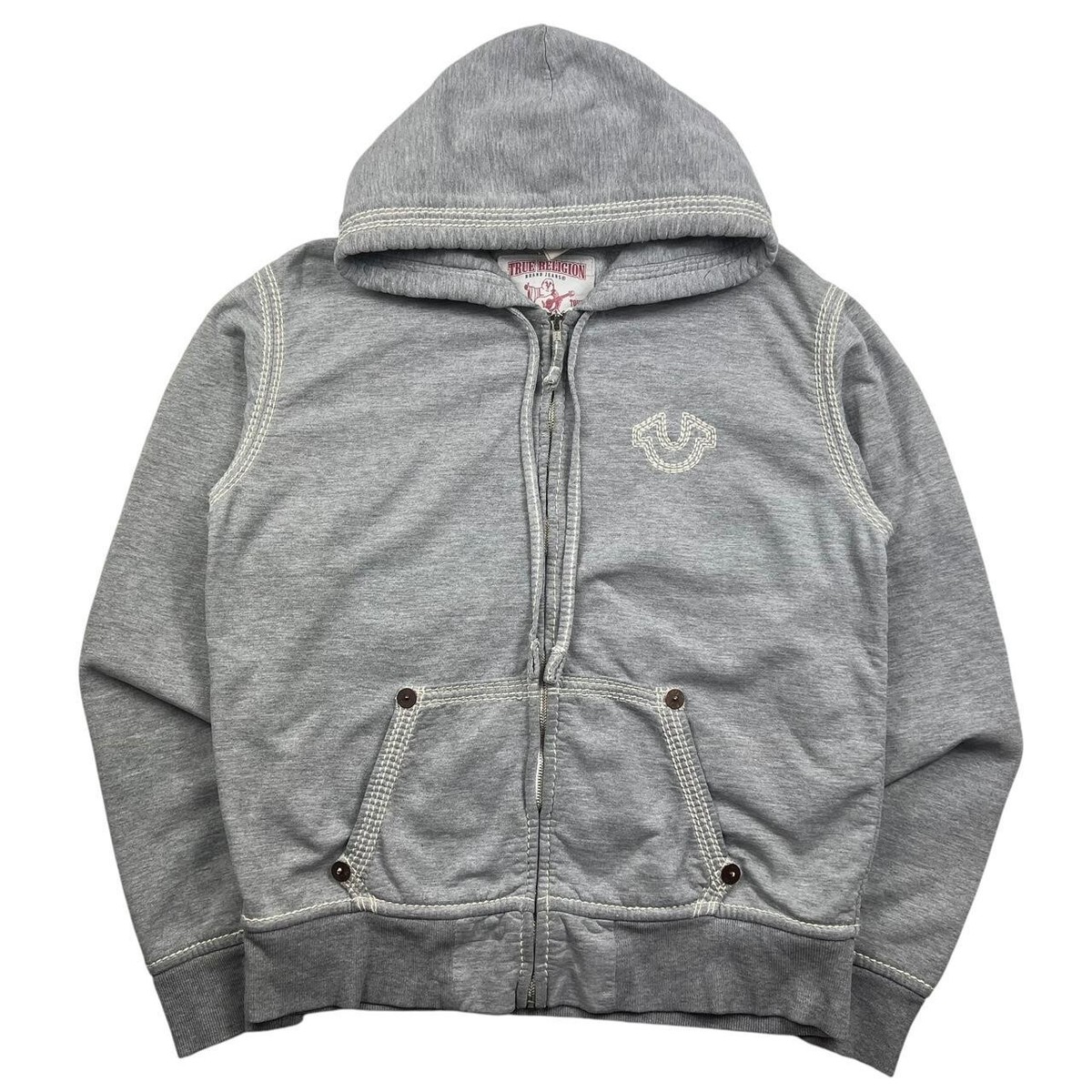 Ppsnabha True Religion Grey Sweatsuit Stitch Hoodie Womens True