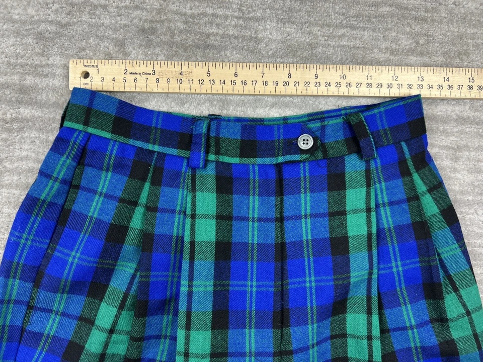 Pantalones Cortos Talbots De Colección Mujer 6 Azul Verde A Cuadros Plisados Negros Bolsillos Lana Foto 4 de 4